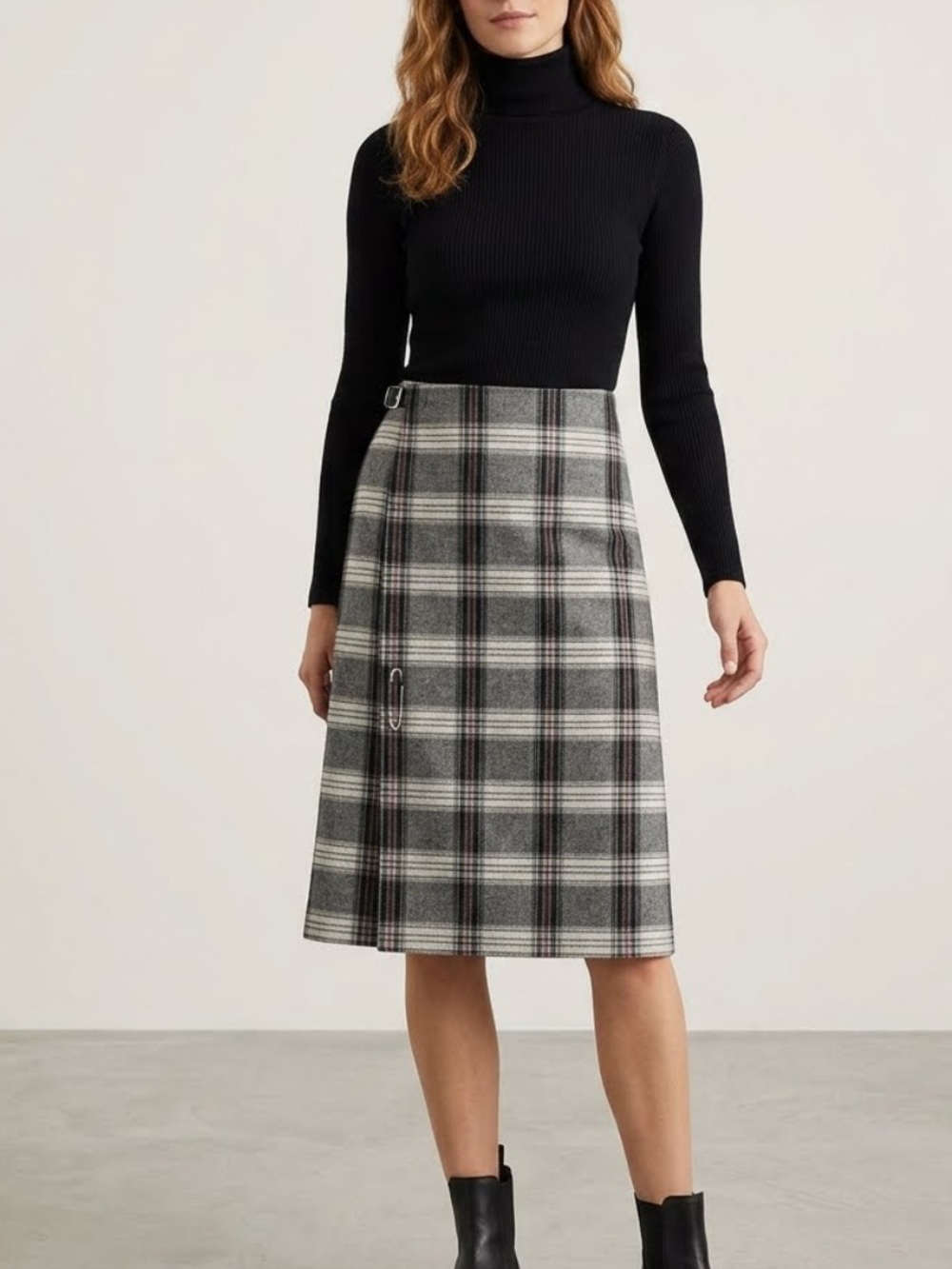 Vintage Wool Plaid Skirt Louben II Tartan Fall Academia Librarian